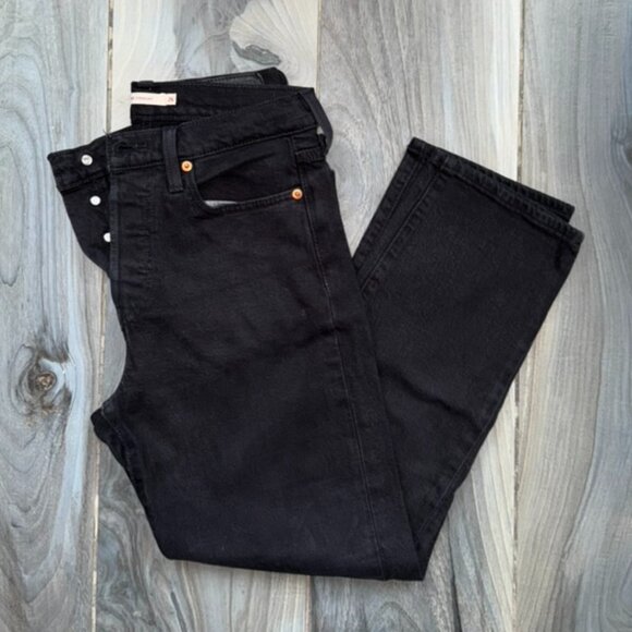 Levi's Wedgie Straight Black Jeans Size 26 - Picture 1 of 6